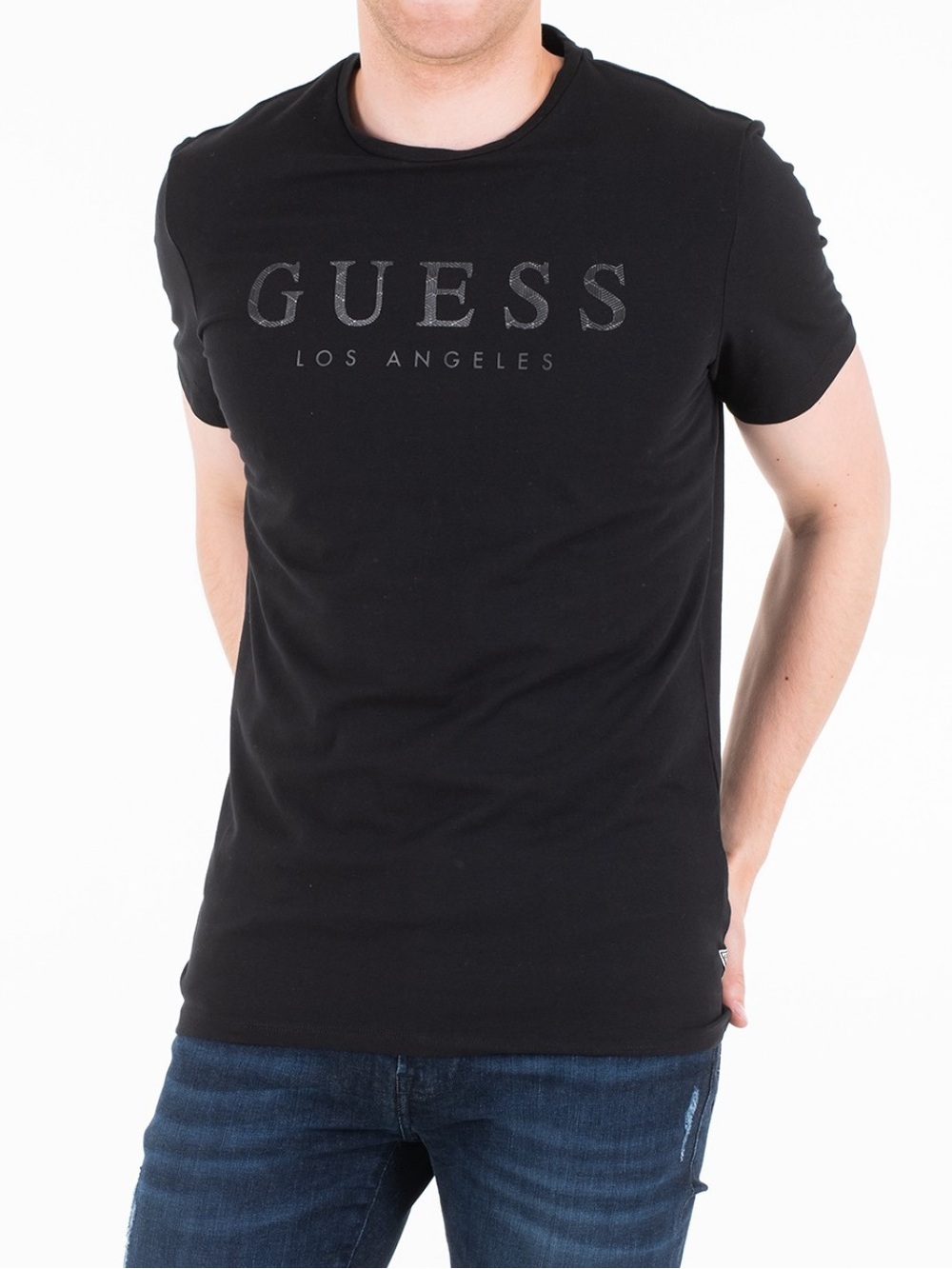 GUESS Men’s Black Logo Crewneck T-Shirt